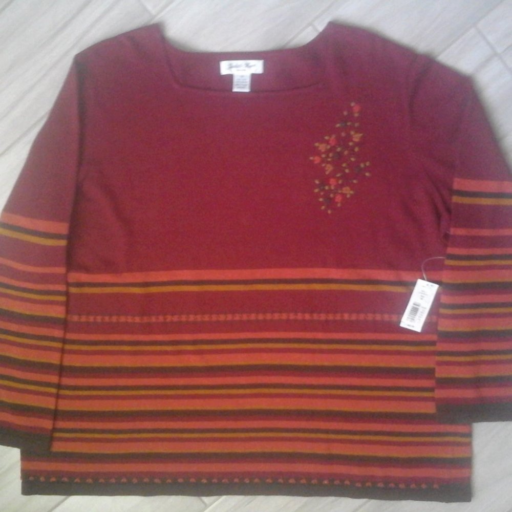 Judith Hart Embellished NWT Multi Stripe Sweater Plus Size 3X